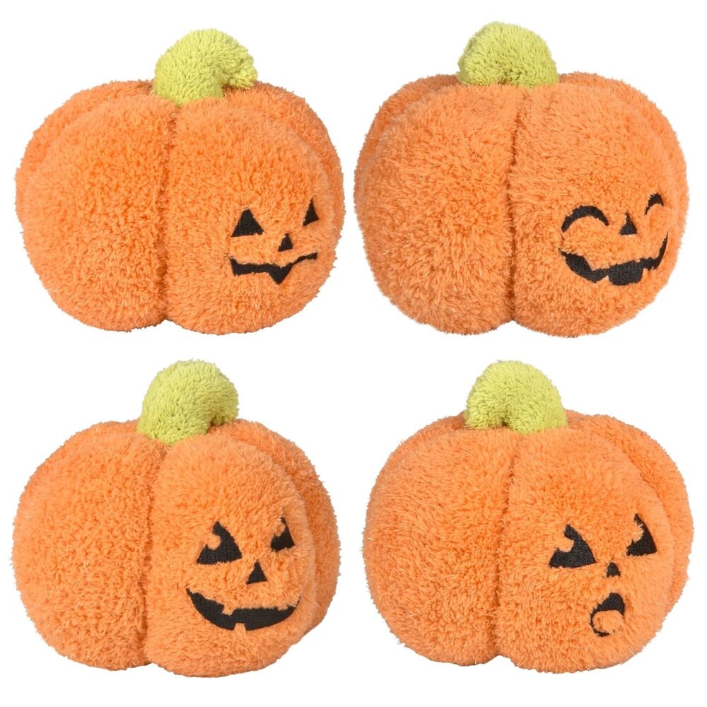4425 4 Pack Soft Plush Pumpkins – 6.5" Cozy Fall Decor for Halloween